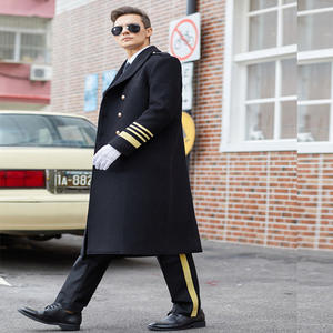 最新工場カスタムメイド空港コートドイツのセキュリティユニフォームロングパイロットセキュリティジャケットネイビー制服 - Product Image 2