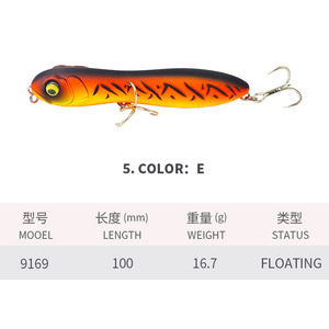 <span class=keywords><strong>Leurre</strong></span> de pêche FUN Zi Gou en acier inoxydable flottant, type crayon, 100 mm/16,7 g, pour la pêche en surface, poisson-serpent, <span class=keywords><strong>leurre</strong></span> biomimétique avec hameçons imprimés - Product Image 6