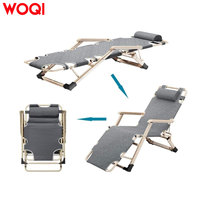 Chaise longue pliable portable WOQI en Oxford, réglable, pour jardin, bureau, sieste, camping, plage, patio, supporte 440 livres