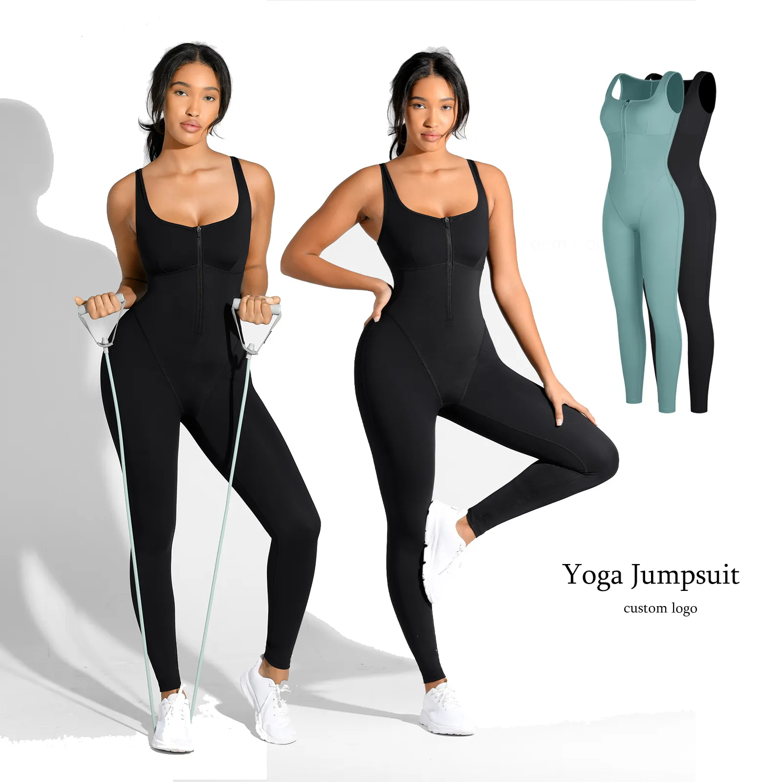 HEXIN grosir kustom Streetwear kasual wanita Yoga Set Gym kebugaran Bodysuit mulus satu potong Jumpsuit untuk wanita