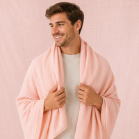 Tissu Popeline Froissé en Mousseline de Coton Biologique 100% à 4 Couches, Motif Crêpe, Vente en Gros Usine pour Couvertures d'Emmaillotage et Chemises