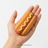 Jouets Squishy Anti-Stress en Mousse en Forme de Hot-Dog, Pain à Hot-Dog et Trio de Saucisses avec Moutarde, Pack de 3, Décoration de Bureau, Cadeau