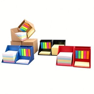 Custom Logo Foldable Cardboard Cube Sticky Note <b>Memo</b> <b>Pad</b> Box with Pen Holder Screen Printing Gold Stamp UV Printing Eco-Friendly - Product Image 2