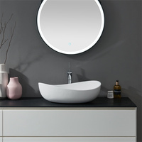 Évier de comptoir en pierre de résine, lavabo en pierre de surface solide, lavabo de salle de bain en acrylique pur