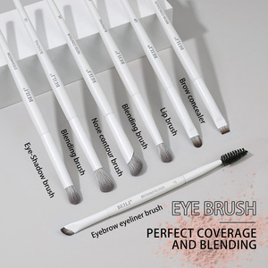 Juego de <span class=keywords><strong>Brochas</strong></span> de Maquillaje Profesional, Color Blanco Mate, Fibra Sintética de Alta Calidad, Mango de Madera, Virola de Metal, Estilo Moderno - Product Image 6