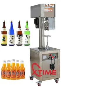 Botella de vidrio semiautomática de tamaño comercial, máquina de tapado con rosca de cubierta de aluminio para licor de fruta y Vodka, embalaje de agua brillante