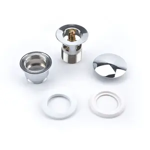 Vessel Sink Lavatory Polished Chrome Pop Up Sink Drain With Overflow