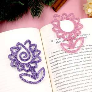 Segnalibro a Forma di Graffetta Grande, Taglio Laser, Clip per Snack, Scrap Buster, per Amanti dei Libri, Rosa Viola Glitterato in Acrilico, <span class=keywords><strong>Regalo</strong></span> per la Festa degli Insegnanti - Product Image 2