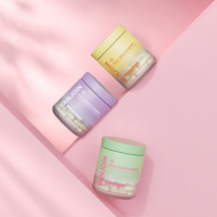 Bouteille en verre multicolore de 500 ml pour vitamines avec couvercle imprimé personnalisé, pot d'emballage pour capsules de multivitamines, conteneur pour capsules de suppléments