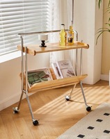 Table d'appoint mobile moderne en bois massif, design simple, écologique, pour salon, table de bout de canapé, meuble de rangement roulant