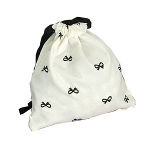Biodegradable Butterfly Pattern Cotton Canvas <b>Pouch</b> Natural Color Cotton Muslin <b>Drawstring</b> <b>Pouch</b> With Cotton String - Product Image 2