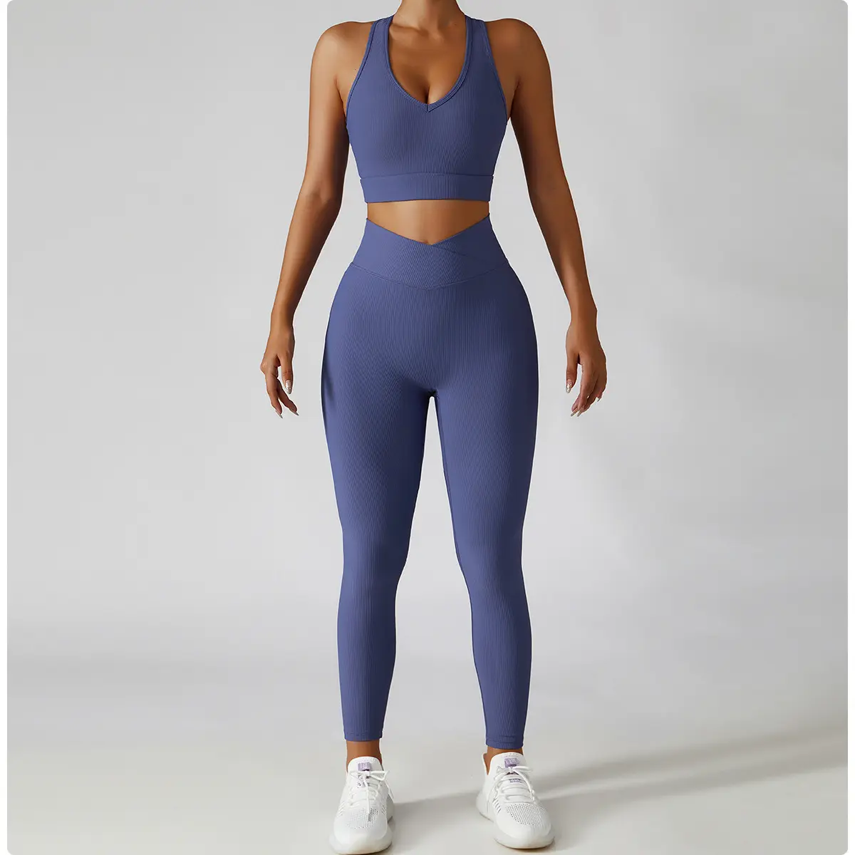 2024 dikişsiz Activewear nervürlü fermuar ile Yoga kıyafeti bayan egzersiz spor Fitness setleri