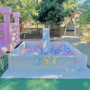 Équipement de jeu doux avec fosse à balles commerciale de châteaux sautant roses avec toboggan pour la fête des enfants - Product Image 2