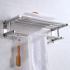 Kanca havlu çubuğu ile yüksek kaliteli banyo havlu rafları paslanmaz çelik Bar havlu askısı
