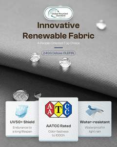 洗える厚いクッション、プラスチック製の木製アームとテーブルトップを備えた4ピースパティオ会話セット - Product Image 6