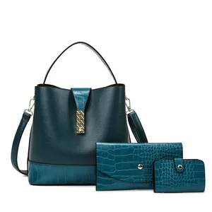 Bolsas de luxo para meninas com design de luxo, conjunto de 3 em 1 bolsa para carteira, bolsa de mão e de balde, moda 2022