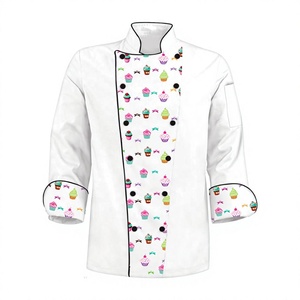 Uniformes de Chef para Hombre y Mujer con Estampado de Helados de Doble Color, Logotipo Bordado en Algodón, para Otoño y Primavera, para Hoteles, Restaurantes y Cocina - Product Image 1