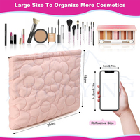 Tas kosmetik Puffer berlapis kapas kuning bunga BAGUS tas Makeup pribadi dengan ritsleting tas perlengkapan mandi disesuaikan untuk wanita