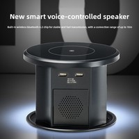 Kommerzielles Konferenztisch-Strommodul mit UK-Stecker, Pop-up-Steckdose mit Kabelloser Ladestation und Doppel-USB für Büromöbel
