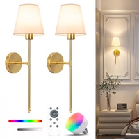 Lampe murale rechargeable sans perçage, autocollante, sans fil, RGB, télécommande, intensité réglable, pour salon, chambre à coucher, chevet