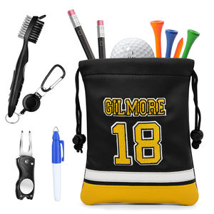 Sac d'accessoires de golf en cuir PU avec logo brodé personnalisé, fermeture à cordon, pour objets de valeur, prix d'usine, n°18 - Product Image 2