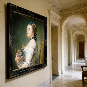 Pintura al Óleo Moderna sobre Lienzo de Dama Rococó y Gato - Decoración de Pared Clásica y Elegante con Marco para Espacios Interiores Encantadores - Product Image 5