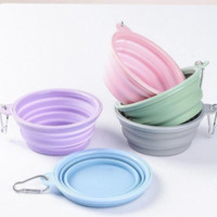 Vente directe d'usine, bol pliable pour animaux de compagnie, écologique, étanche IPX7, en silicone et plastique, 350 ml, antidérapant, pour chien et chat