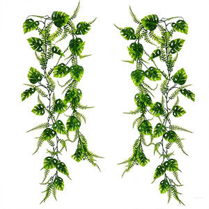 Artificial Plant Vines Monstera <b>Leaves</b> 1.8-2M Green Fern Turtle Shell <b>Wall</b> Hanging Indoor <b>Decor</b> Photography Props - Product Image 3