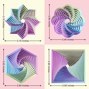 Lot de 4 jouets anti-stress imprimés en 3D : Tour de radis, Étoile, Fleur, Hexagone, Carré – Jouet sensoriel pour soulager le stress, Cadeau de Noël et d'anniversaire - Product Image 2