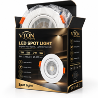 Spot encastré LED miniature à focalisation réglable 3W 5W 7W 9W 12W pour plafond intérieur, lumière descendante 3000K