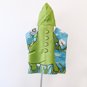 Serviette <span class=keywords><strong>de</strong></span> <span class=keywords><strong>plage</strong></span> à capuche pour enfants avec logo personnalisé en gros, serviette <span class=keywords><strong>de</strong></span> bain poncho, haute absorption d'eau, tissu éponge, boutons à pression sur les côtés - Product Image 2