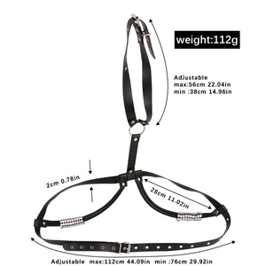 Meilleures ventes : Kit de bondage SM pour femmes en cuir PU, comprenant un jouet de poitrine et une lingerie de cou, jouet sexuel de bondage mammaire - Product Image 6