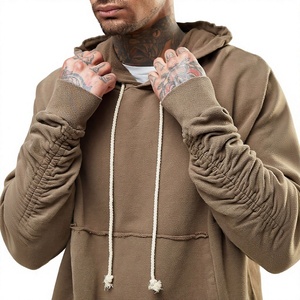 Sudadera con Capucha para Hombre, Color Marrón, Manga Larga, Estilo Lavado, Tejido French Terry, para Otoño - Product Image 6