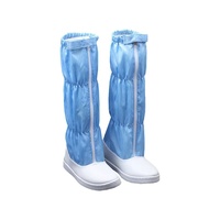 Botas de Trabajo Antiestáticas ESD Personalizadas, Industriales, Resistentes al Polvo, con Parte Superior de Cuero Azul Reutilizable y Suela de TPU, Unisex, para Laboratorio y Cuarto Limpio