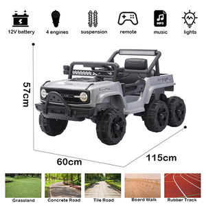Wholesale 6 <b>Wheels</b> <b>Plastic</b> Kids Ride-on Toy Car with 12V Battery and Remote Control for 2-4 & 5-7 Years - Product Image 2