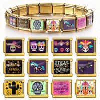 Bracelet à breloques italien Y2K personnalisé DIY, plaqué or, en acier inoxydable, style mexicain, pour femme, bijoux de mode, cadeaux