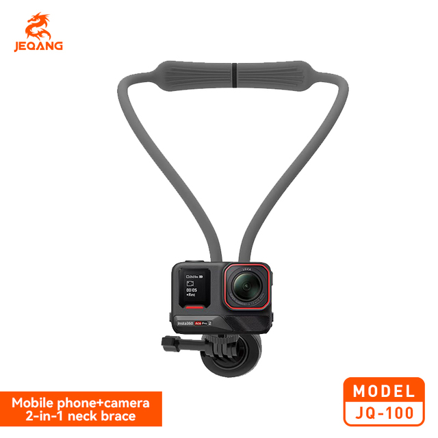 2-in-1 Magnetic ABS Plastic Neck Phone Holder Hands-Free POV Shooting Mount for Smartphone Action Camera for Riding