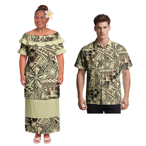 Vêtements personnalisés pour les <span class=keywords><strong>amoureux</strong></span> des douceurs, en gros : Robe Puletasi pour femme pour le bal des finissants des fêtes polynésiennes, Chemises Aloha pour homme, Ensemble tribal samoan pour couple - Product Image 5