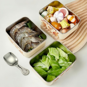 Strawberry Bear Stainless Steel Food Storage <b>Box</b> 1-3L Leak Proof Rectangle Bento <b>Box</b> For Office Students - Product Image 3