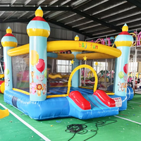 Trampoline gonflable de compétition pour enfants, avec toboggan, en PVC, capacité 500 kg, motifs animaux et dinosaures, idéal pour le jeu et la croissance.