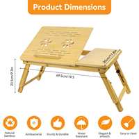 Mesa de madera plegable de bambú para desayuno, juego de bandeja para comida con soporte para tableta y teléfono móvil