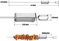 Brochettes de Barbecue réutilisables, de 16 "de Long, en acier inoxydable, résistantes, avec Module coulissant pour BBQ