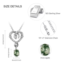 Collier Cœur Serpent en Argent Sterling S925 avec Agate Mousse Verte – Bijou Pendentif Unique pour Femme (Vente en Gros)