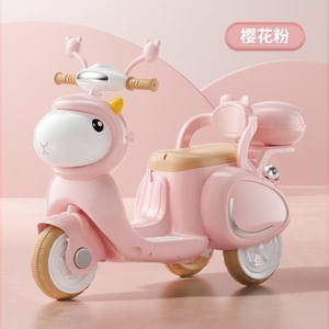 Autovettura elettrica adorabile in stile cartone animato per bambini con luci lampeggianti a LED musica dolce e ruote di allenamento - Product Image 1