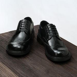 Chaussures <span class=keywords><strong>Derby</strong></span> Vintage Brock faites à la main, respirantes, couleur unie, polies, décontractées, en cuir de vache véritable, style britannique, pour mariage - Product Image 4