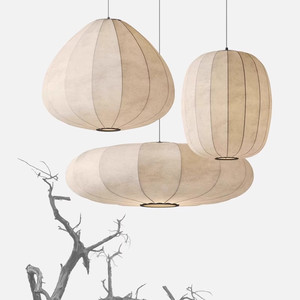 Lámpara Colgante de Acero Inoxidable con Tela de Seda Estilo Japonés Wabi-Sabi, Estética de la Dinastía Song, para Restaurante, Salón de Té - Product Image 3