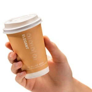 Tazas de papel blanco desechables para helados de fiesta con logotipo personalizado de grado alimenticio, <span class=keywords><strong>precio</strong></span> barato de 8 oz, taza de café de papel Kraft de doble pared con tapa - Product Image 3