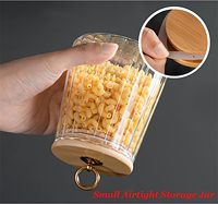 Petits bocaux de stockage en verre avec couvercle en bambou et anneau de poignée en métal Couvercle pour aliments, bonbons, confitures et épices Contenant à condiments