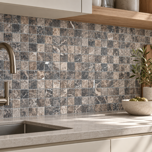 Mosaïque carrée en marbre Dark Emperador, mosaïque en pierre naturelle pour salle de bain, douche, mur, sol, crédence de cuisine, rénovation de villa - Product Image 6