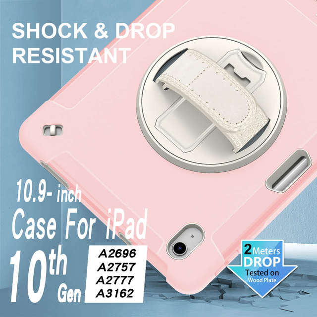 Shockproof Custom Protective Heavy Duty Kids Tablet Rugged Rotate Case for ipad 10th Generation pink case for ipad 10.9 2022